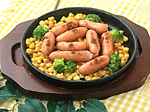 ぱくっとウインナーのバターしょうゆコーン
